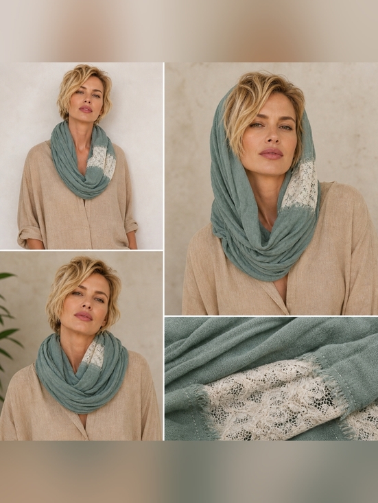 Anthropologie Accessories - Nwt Do Everything In Love Anthropologie Sage Green Lace Infinity Scarf Loop